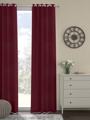ROSARA HOME Solid Pack of Single Regular Long Door Curtain -9 Feet,Maroon 1