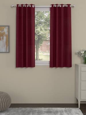ROSARA HOME Solid Pack of 2 Regular Window Curtains -5 Feet,Maroon 1