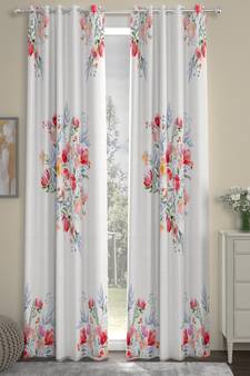 ROSARA HOME Floral Pack of 2 Regular Door Curtains -7 Feet,Multicolor