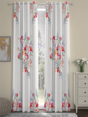 ROSARA HOME Floral Pack of 2 Regular Long Door Curtains -9 Feet,Multicolor 1