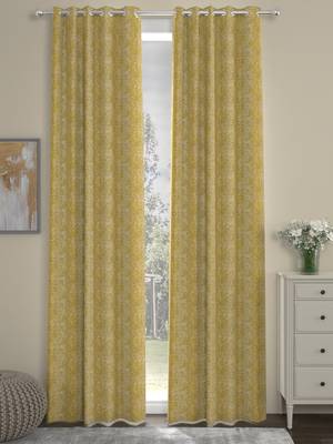 ROSARA HOME chevron Pack of 2 Regular Long Door Curtains -9 Feet,Mustard 1