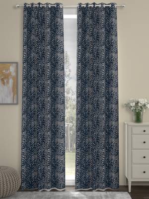 ROSARA HOME chevron Pack of 2 Regular Door Curtains -7 Feet,Navy Blue 1