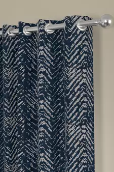 ROSARA HOME chevron Pack of 2 Regular Door Curtains -7 Feet,Navy Blue