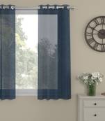 ROSARA HOME Solid Pack of Single Transparent Window Curtain -5 Feet,Navy Blue