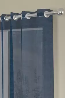 ROSARA HOME Solid Pack of Single Transparent Window Curtain -5 Feet,Navy Blue