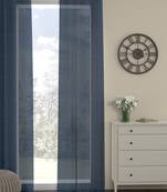ROSARA HOME Solid Pack of Single Transparent Door Curtain -7 Feet,Navy Blue