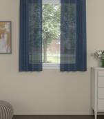 ROSARA HOME Solid Pack of 2 Transparent Window Curtains -5 Feet,Navy Blue