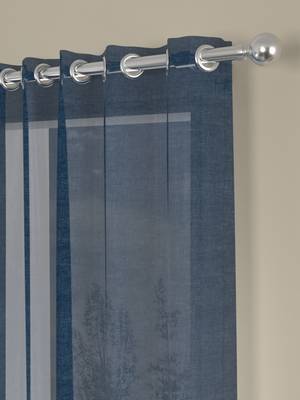 ROSARA HOME Solid Pack of 2 Transparent Door Curtains -7 Feet,Navy Blue 2
