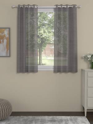 ROSARA HOME Solid Pack of 2 Transparent Window Curtains -5 Feet,Grey 1