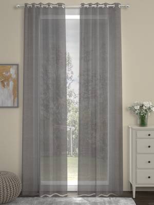 ROSARA HOME Solid Pack of 2 Transparent Door Curtains -7 Feet,Grey 1