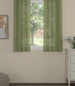 ROSARA HOME Solid Pack of 2 Transparent Window Curtains -5 Feet,Olive Green