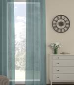 ROSARA HOME Solid Pack of Single Transparent Door Curtain -7 Feet,Aqua