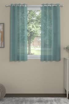 ROSARA HOME Solid Pack of 2 Transparent Window Curtains -5 Feet,Aqua
