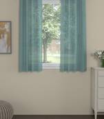 ROSARA HOME Solid Pack of 2 Transparent Window Curtains -5 Feet,Aqua