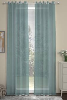 ROSARA HOME Solid Pack of 2 Transparent Door Curtains -7 Feet,Aqua