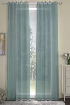 ROSARA HOME Solid Pack of 2 Transparent Door Curtains -7 Feet,Aqua