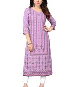 Pink printed viscose rayon ethnic-kurtis