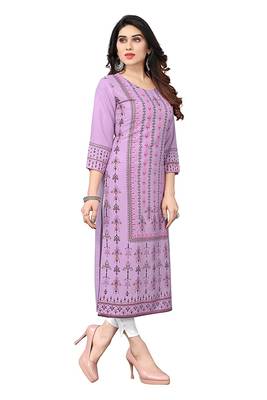 Pink printed viscose rayon ethnic-kurtis 2