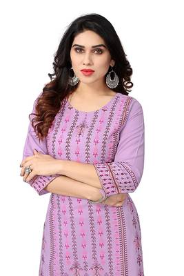 Pink printed viscose rayon ethnic-kurtis 3