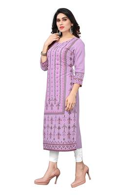 Pink printed viscose rayon ethnic-kurtis 4