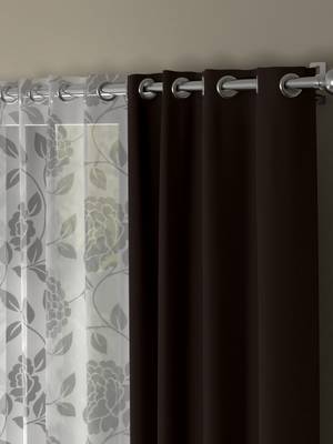 ROSARA HOME Floral Pack of 4 Black Out and Sheer Long Door Curtains -9 Feet,Dark Brown::White 2