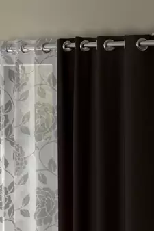 ROSARA HOME Floral Pack of 4 Black Out and Sheer Long Door Curtains -9 Feet,Dark Brown::White