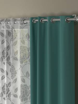 ROSARA HOME Floral Pack of 4 Black Out and Sheer Long Door Curtains -9 Feet,Mint Green::White 2