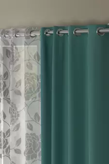 ROSARA HOME Floral Pack of 4 Black Out and Sheer Long Door Curtains -9 Feet,Mint Green::White