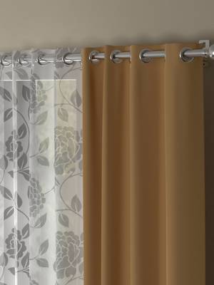 ROSARA HOME Floral Pack of 4 Black Out and Sheer Long Door Curtains -9 Feet,Taupe::White 2