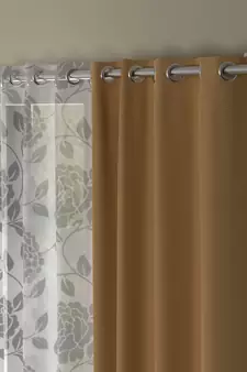 ROSARA HOME Floral Pack of 4 Black Out and Sheer Long Door Curtains -9 Feet,Taupe::White