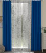 ROSARA HOME Solid Abstract Pack of 4 Black Out and Sheer Door Curtains -7 Feet,Cobalt Blue::White
