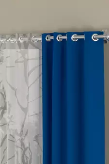 ROSARA HOME Solid Abstract Pack of 4 Black Out and Sheer Door Curtains -7 Feet,Cobalt Blue::White