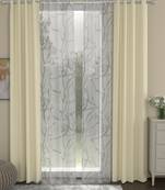 ROSARA HOME Solid Abstract Pack of 4 Black Out and Sheer Long Door Curtains -9 Feet,Cream::White