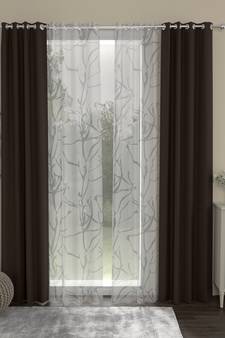 ROSARA HOME Solid Abstract Pack of 4 Black Out and Sheer Door Curtains -7 Feet,Dark Brown::White