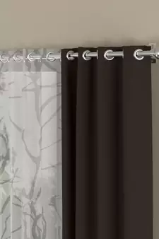 ROSARA HOME Solid Abstract Pack of 4 Black Out and Sheer Door Curtains -7 Feet,Dark Brown::White
