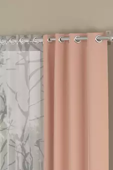 ROSARA HOME Solid Abstract Pack of 4 Black Out and Sheer Door Curtains -7 Feet,Peach::White