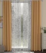 ROSARA HOME Solid Abstract Pack of 4 Black Out and Sheer Long Door Curtains -9 Feet,Taupe::White