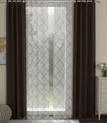 ROSARA HOME Solid Geometric Pack of 4 Black Out and Sheer Door Curtains -7 Feet,Dark Brown::White