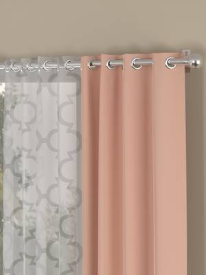 ROSARA HOME Solid Geometric Pack of 4 Black Out and Sheer Door Curtains -7 Feet,Peach::White 2