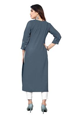 Grey printed viscose rayon ethnic-kurtis 5