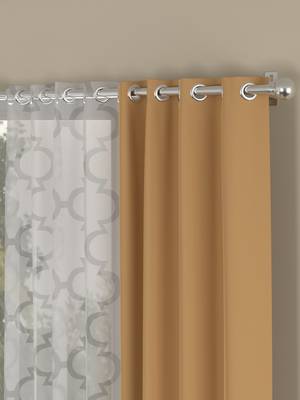 ROSARA HOME Solid Geometric Pack of 4 Black Out and Sheer Door Curtains -7 Feet,Taupe::White 2