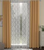 ROSARA HOME Solid Geometric Pack of 4 Black Out and Sheer Long Door Curtains -9 Feet,Taupe::White
