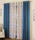 ROSARA HOME Floral Pack of 4 Black Out and Sheer Long Door Curtains -9 Feet,Multicolor