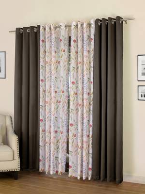 ROSARA HOME Floral Pack of 4 Black Out and Sheer Long Door Curtains -9 Feet,Multicolor 1