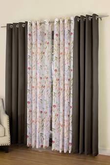 ROSARA HOME Floral Pack of 4 Black Out and Sheer Long Door Curtains -9 Feet,Multicolor