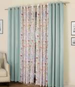 ROSARA HOME Floral Pack of 4 Black Out and Sheer Long Door Curtains -9 Feet,Multicolor