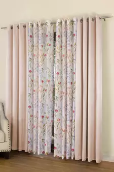 ROSARA HOME Floral Pack of 4 Black Out and Sheer Long Door Curtains -9 Feet,Multicolor