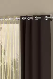 ROSARA HOME Striped Pack of 4 Black Out and Sheer Long Door Curtains -9 Feet,Dark Brown::Gold