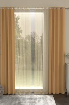 ROSARA HOME Striped Pack of 4 Black Out and Sheer Long Door Curtains -9 Feet,Taupe::Gold