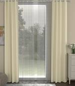 ROSARA HOME Striped Pack of 4 Black Out and Sheer Long Door Curtains -9 Feet,Cream::Grey